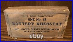 1912 Prewar Lionel Manufacturing Co #88 Rheostat With Rare Box. M7