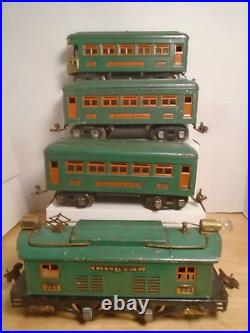 1920's Prewar Lionel O Scale Set #253 Electric 2 #607 Pullmans 608 Observation