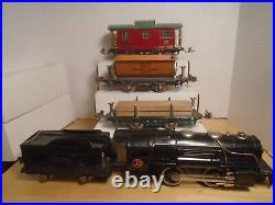 1930's Prewar Lionel O Scale Set 259e Loco 261t Tender 809 Dump 831 Log Car 607