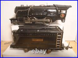 1930's Prewar Lionel O Scale Set 259e Loco 261t Tender 809 Dump 831 Log Car 607