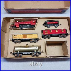 1930s Lionel Jr. Prewar 1063E Freight Set Red Locomotive With Original Box 1930s Lionel Jr. Prewar 1063E Freight Set Red Locomotive With Original Box