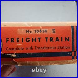 1930s Lionel Jr. Prewar 1063E Freight Set Red Locomotive With Original Box 1930s Lionel Jr. Prewar 1063E Freight Set Red Locomotive With Original Box