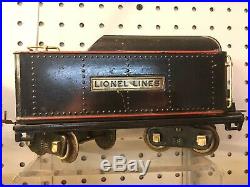 1930s PRE WAR LIONEL TRAIN ENGINE, TENDER, CRANE, REFRIGERATOR CAR, 7 PIECES