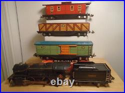 1933-42 Prewar Lionel O Scale #259e Loco, 261t Tender, 1719 Boxcar, 1717 Gondola