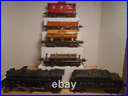 1938-42 Prewar Lionel O Gauge 224e Loco, 2224 Diecast Tender & 4 Freight Cars