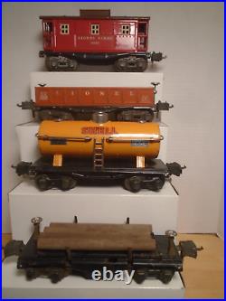 1938-42 Prewar Lionel O Gauge 224e Loco, 2224 Diecast Tender & 4 Freight Cars