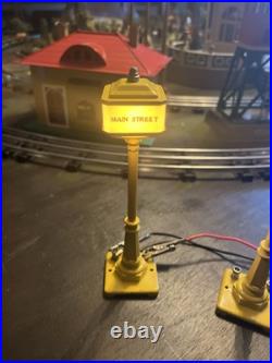 2x Lionel Prewar 57 Yellow Boulavard Lamp Post All Original Nice! Tested Ex+