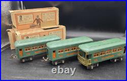 3 Lionel Pre-war O Gauge #607, #607 & #608 Pullman Passenger Cars With Boxes