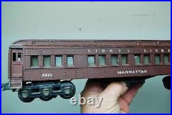 3pc Prewar Lionel Lines #2623 Manhattan Passenger Train cars O Gauge