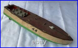Antique Pre War Lionel Craft 44 Pressed Steel Wind Up toy Speed Motor boat