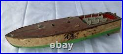 Antique Pre War Lionel Craft 44 Pressed Steel Wind Up toy Speed Motor boat