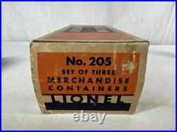 Beautiful Lionel Original Prewar BOXED #205 Set of 3 Merchandise Containers