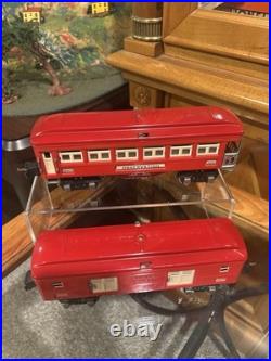 EXTREMELY HIGH GRADE Lionel Prewar 2-Tone Red 2601 Observation 2602 Baggage EX+