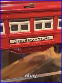 EXTREMELY HIGH GRADE Lionel Prewar 2-Tone Red 2601 Observation 2602 Baggage EX+