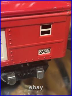 EXTREMELY HIGH GRADE Lionel Prewar 2-Tone Red 2601 Observation 2602 Baggage EX+
