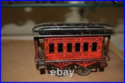 Early Ives Lionel Prewar O Gauge #1 set Loco 5 Band, Yellow Baggage Iroquois Car