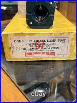 Exceptional Mint BoxedLionel Prewar #67 Double Gooseneck Lamp Post -Dark Green