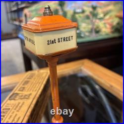 HTF 4 Way BoxedLionel Prewar Orange No. 57 Lamp Post! 5TH/21/Broad/42nd