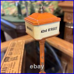 HTF 4 Way BoxedLionel Prewar Orange No. 57 Lamp Post! 5TH/21/Broad/42nd