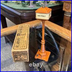 HTF 4 Way BoxedLionel Prewar Orange No. 57 Lamp Post! 5TH/21/Broad/42nd