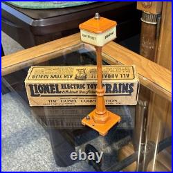 HTF 4 Way BoxedLionel Prewar Orange No. 57 Lamp Post! 5TH/21/Broad/42nd