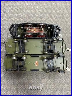 + Ives Prewar Standard Gauge Tinplate Green 3235 Electric Locomotive 2 Car Set