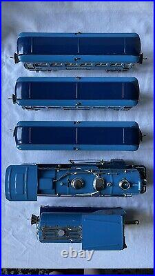 LIONEL 263E Prewar Blue Comet Set With 263W Tender & Boxcars #s 613,614,615