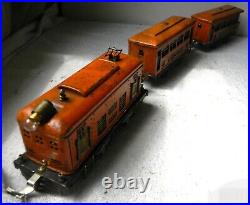 LIONEL GE-IR 60-Ton Box-Cab & 2-car Train Orange withGreen Rd# 248 Pre-War O 27