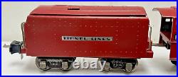 LIONEL PREWAR O-GA. 265E RED LOCO & 265W WHISTLE TENDER With603/603/604 PASS. CARS