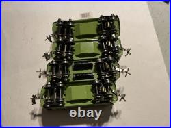 LIONEL Prewar O Gauge 4 2 tone green ILLUMINATED PASS CAR 3-607 & 1 608