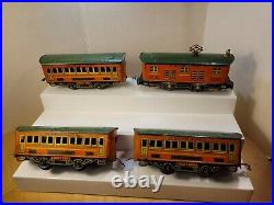 LIONEL TRAINS Winner Lines 1010 & 1011 Pullman Cars Orange Green Prewar O Gauge