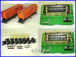 LOT OF 2 POST-WAR LIONEL No. 3656 OPERATING CATTLE CARS & CORRALS (1952-53)