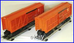 LOT OF 2 POST-WAR LIONEL No. 3656 OPERATING CATTLE CARS & CORRALS (1952-53)