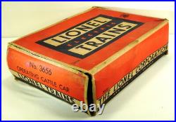 LOT OF 2 POST-WAR LIONEL No. 3656 OPERATING CATTLE CARS & CORRALS (1952-53)