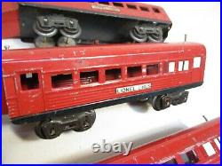 Lionel 1673, 1674, 1675 Jr Streamline Cars Red Prewar O Gauge X7186
