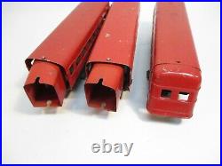 Lionel 1673, 1674, 1675 Jr Streamline Cars Red Prewar O Gauge X7186