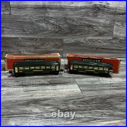 Lionel 2640 2641 Prewar O Gauge Green Passenger Cars Original Boxes (damaged)