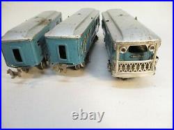 Lionel 600, 601, 602 Pass Cars Blue Silver Nickel Prewar O gauge X4369