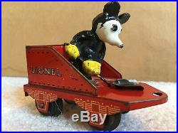 Lionel Circus Engine with Mickey Mouse Stoker Tender Prewar Windup Train NICE