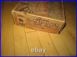 Lionel Donald Duck handcar windup train, prewar, exc cond box, key, track, liner