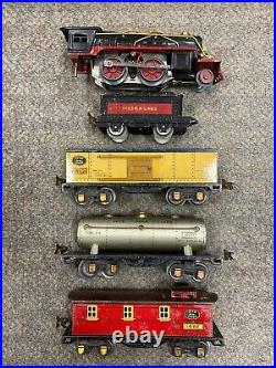 + Lionel Jr Prewar O Gauge Tinplate 1661E Steam Locomotive Freight Set with Box S