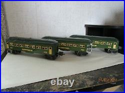 Lionel, O Gauge, 2640, 40, 41, Two Tone Green Passenger Cars, Prewar