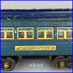 Lionel O Gauge Prewar Tinplate No. 712 Blue Observation Car
