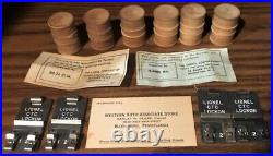 Lionel O Postwar-prewar Split Barrels, Western Auto Business Card, Insp Tags. M7