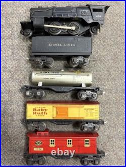 + Lionel O Prewar 258 Locomotive 1689T Tender with 3 Freight Cars 1679 1680 1682