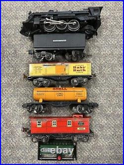 + Lionel O Prewar 7007WCX Freight Train Outift 1666 Steam Locomotive with Boxes