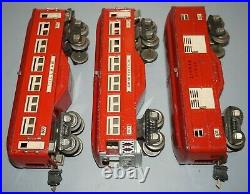 Lionel O-gauge Prewar 600 601 602 Red/cream Pullman/baggage/observ Passenger Set