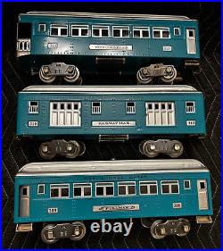 Lionel PreWar 309 Pullman 310 Railway & 312 Observation Blue/Aluminum Restored