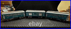Lionel PreWar 309 Pullman 310 Railway & 312 Observation Blue/Aluminum Restored