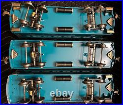 Lionel PreWar 309 Pullman 310 Railway & 312 Observation Blue/Aluminum Restored